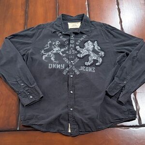 DKNY Charcoal Graphic Men's Shirt